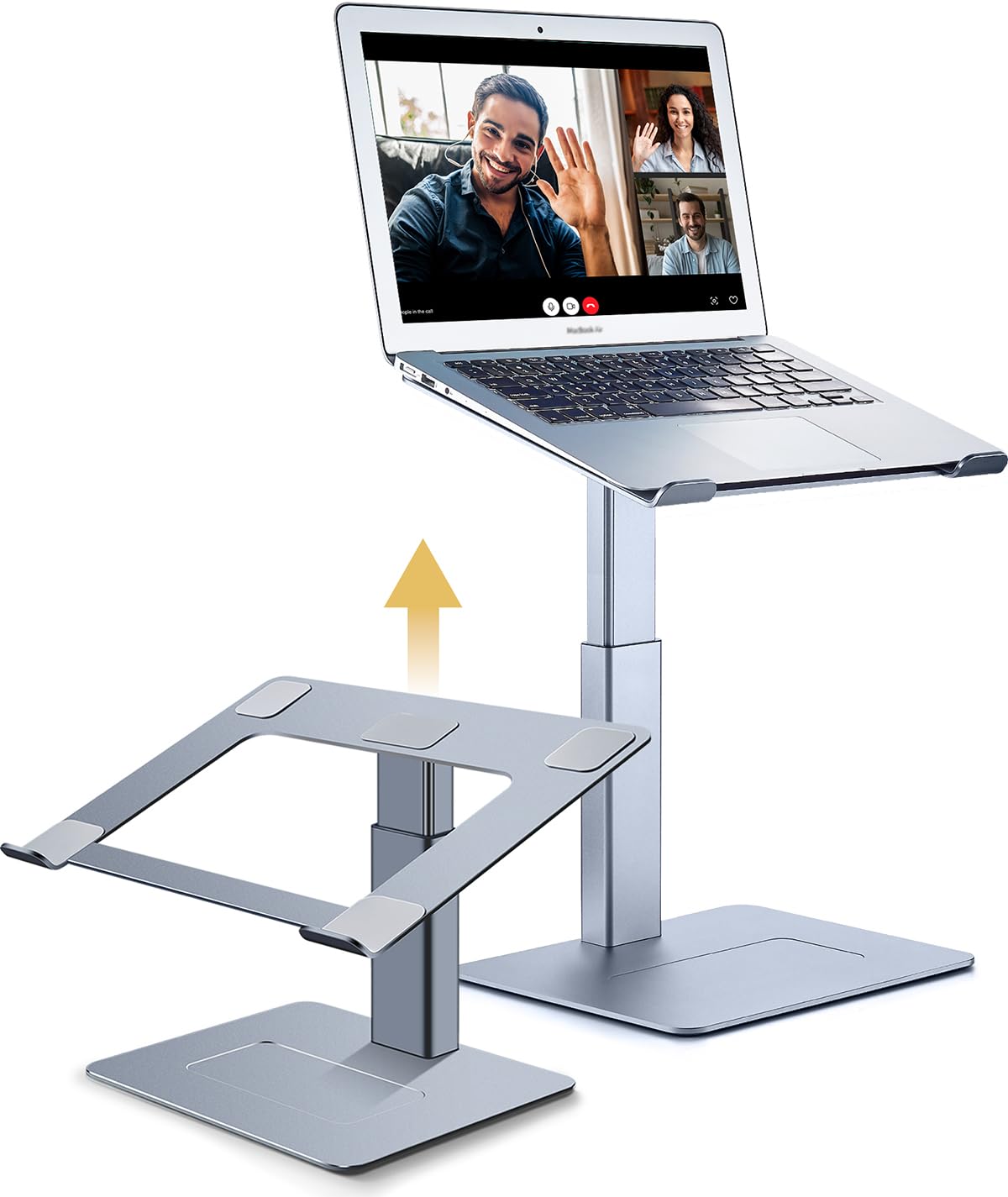 supamir Adjustable Laptop Stand for Desk, DJ Laptop Riser, Standing Desk Converter, Support Working on Computer Sitting/Standing, Compatible with MacBook, Dell, HP and All 13"-16.5" Notebooks, Grey