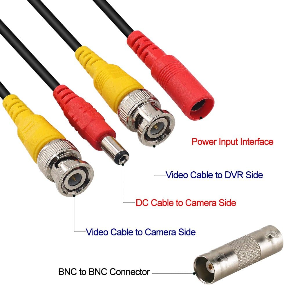 Yeung Qee 40m BNC video power cable security camera Cable with 2 Female Connetors for All HD CCTV DVR Surveillance System - Image 5