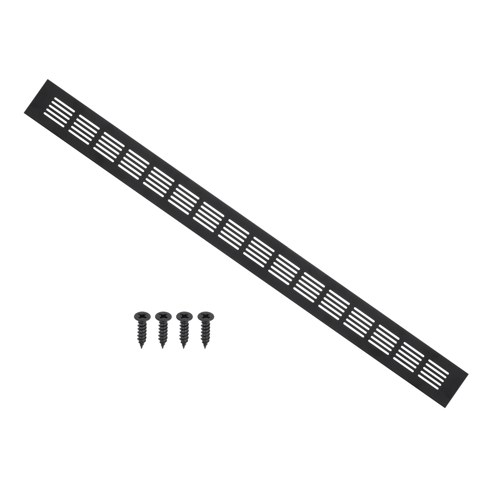 PATIKIL 23.6 x 2 Inch Door Air Vent Cover, Aluminum Grille Ventilation Cover Louvered with Mounting Screws for Cabinet Wardrobe Door, Black