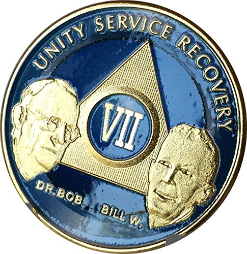 7 YEAR AA Founders BLUE Recovery Medallion / Coin - Great Gift for someone special in recovery