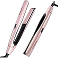 ORYNNE Rosé Sunset Flat Iron Hair Straightener, Smoothing & Straightening in One Stroke, Ionic Hair Straightener and Curler 2 in 1, Fast Heat Up Ceramic Flat Iron for All Hair Type, Dual Voltage