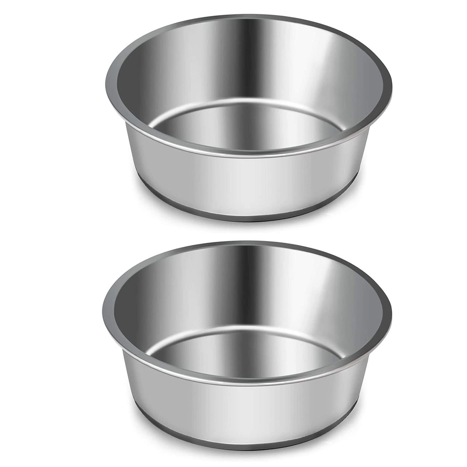 SUOXU Thick Stainless Steel Dog Bowls, 2 PCS Dog Feeding Bowls With Non-slip Silicone Bases, Medium and Small Dog Food Water Bowls (M-17CM)