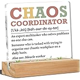 Chaos Coordinator Gifts for Women, Thank You Gifts for Coworkers Employees Boss Leader, Chaos Coordinator Definition Acrylic Desk Plaque Sign Office Decor 4 x 4 Inches