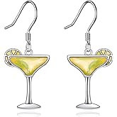AXOMY Cocktails Earrings 925 Sterling Silver Margarita/Martini/Champagne Dangle Earrings Cocktails Jewelry Gifts for Women