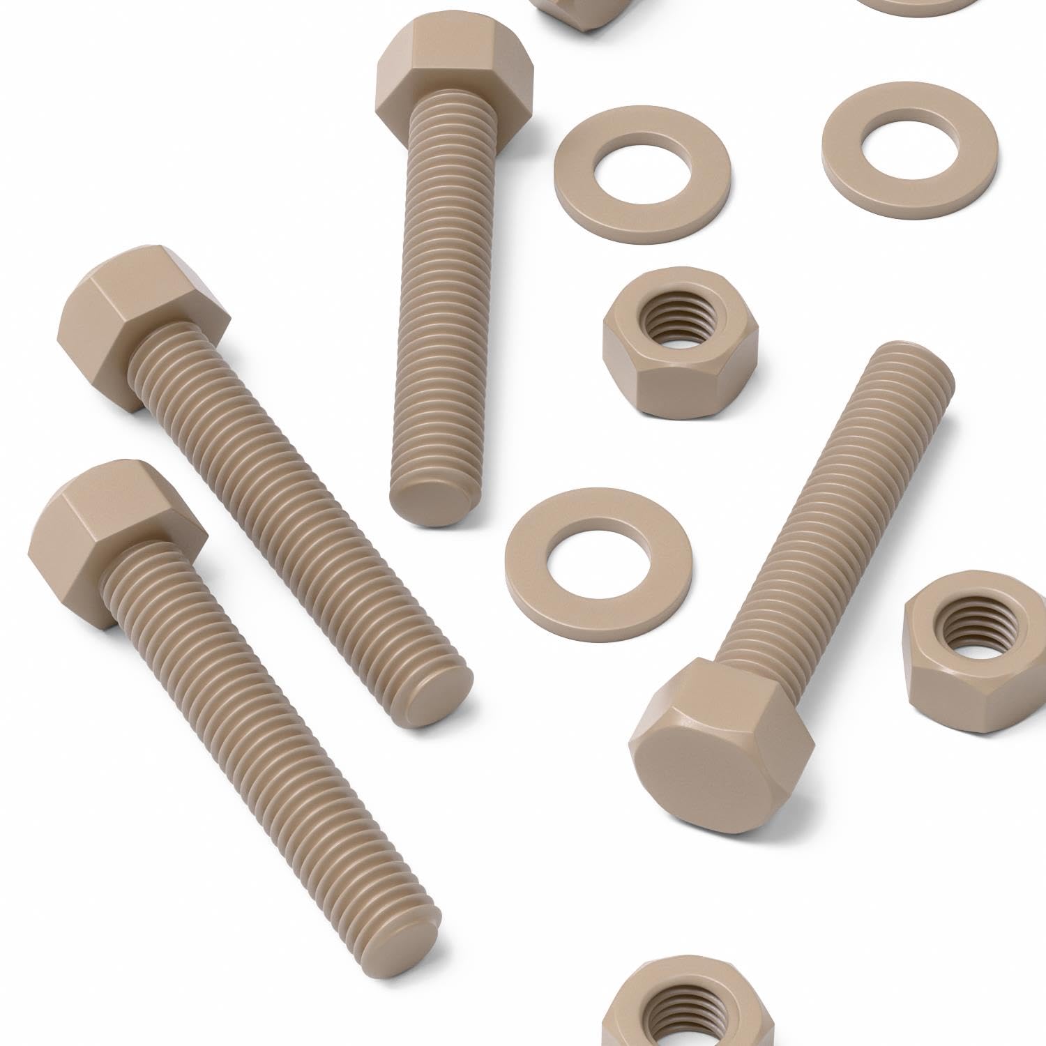 5 x PEEK Hex Head Screw M12 x 65mm Nuts & Bolts - Peek Plastic Nuts and Bolts