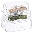 Lustroware 3 Set, Micro Clear Kitchen Pantry Food Storage Container Set with Lid, Shatterproof, BPA Free, Dishwasher, Microwave Safe Canister, Fridge Refrigerator Organizer (1.0qt / 1.4qt / 2.3qt)