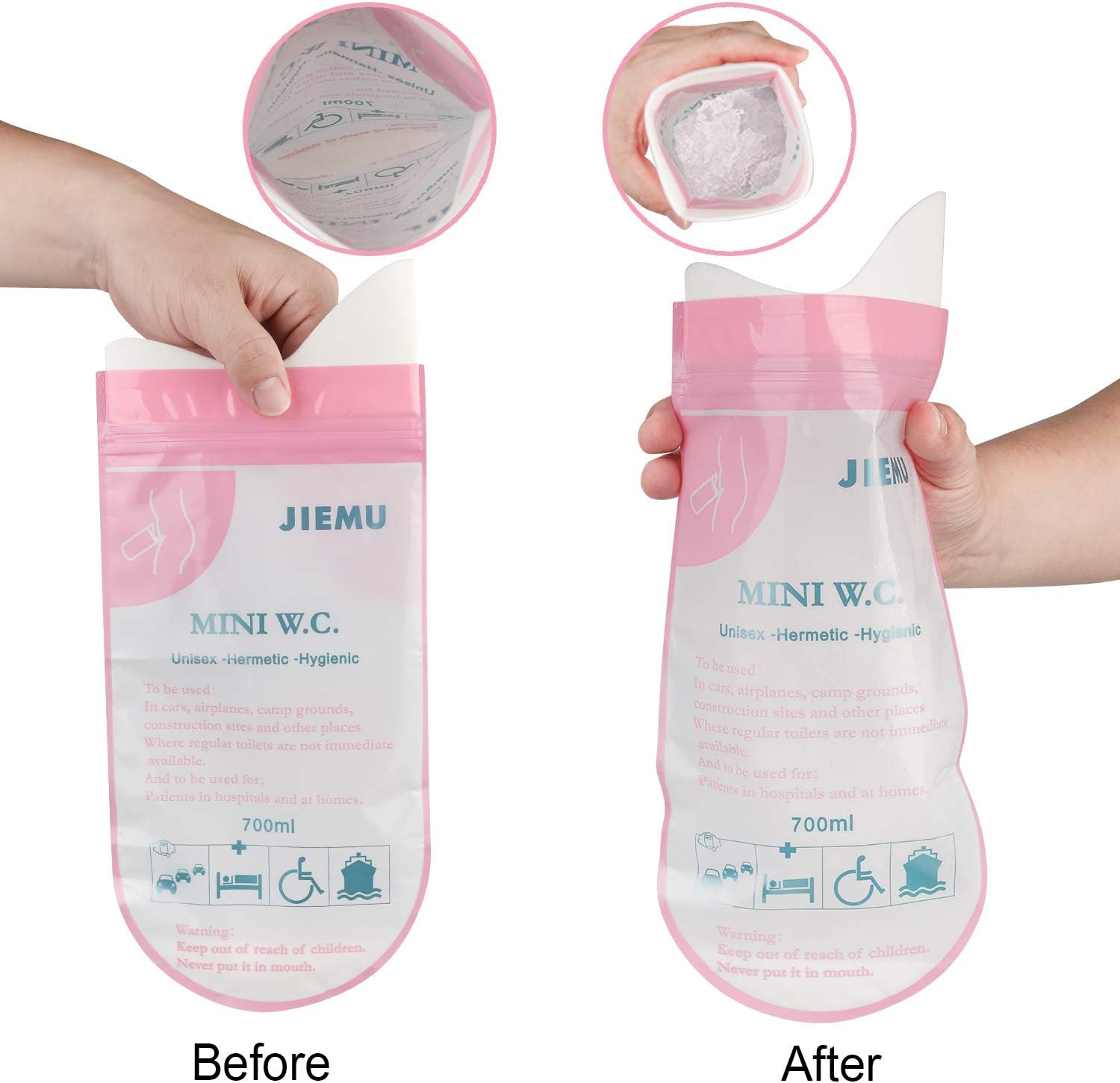 DOTSOG Disposable Urine Bags, Pee Bags for Camping Travel Urinal Toilet Traffic Jam Emergency Portable Vomit Bags Pee Bags Car Toilet for Men Women Children Brief Relief, 12 Pcs : Sports & Outdoors