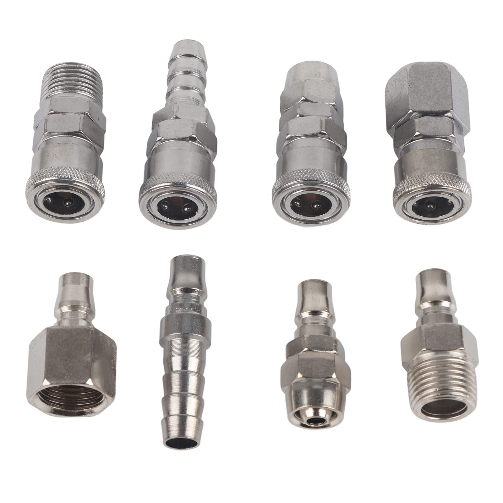 1/2" Air Line Hose Compressor Fittings, 8 Pcs BSP Pnmatic Air Line Hose Compressor Fitting Couplings Connector Kit