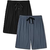 BAMBOO COOL Men's Pajama bottoms Lounge Sleep Shorts Soft Comfortable Breathable Pajamas Shorts with Pockets 2 Pack