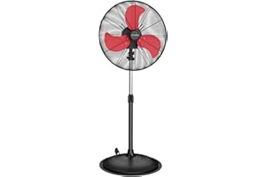 FANQIEBROS 5000 CFM 20 IN Pedestal Oscillating Fan, 3 Speed Heavy Duty Metal Fan, High Velocity Air Circulator with Caster for Commercial, Residential, Warehouse, Patio, Garage, Barn - UL Listed