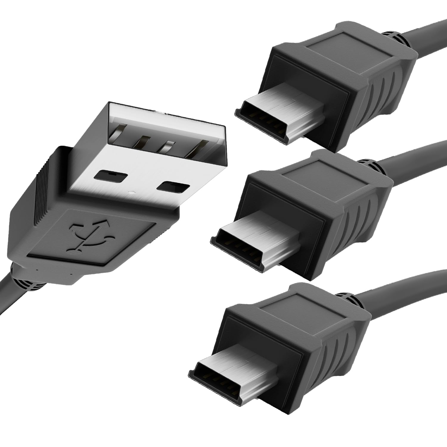 Pack of 3 USB 2.0 Male to Male Mini B Adapter Cables - 1 m, 5 Pin Connector for GoPro 4, PS3 Controller