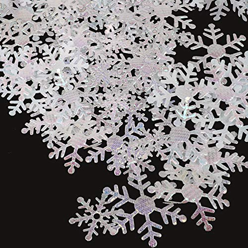 1600 Piece Christmas Snowflake Confetti White Blue Sequin Snowflake Confetti for Birthday Party Wedding Christmas Party Decoration - Thumbnail 4