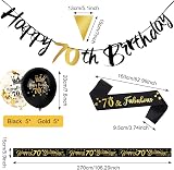 Yontree 70th Birthday Decorations Kit 14 Pieces Gold Black Banner Balloons view 2