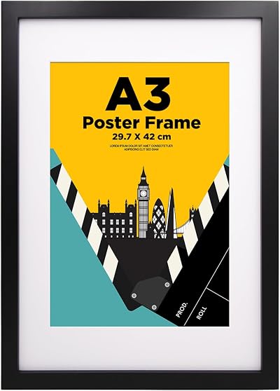 EGOFINE A3 Frame 100% Solid Wood with A4 Mat Black 32.3x44.7cm