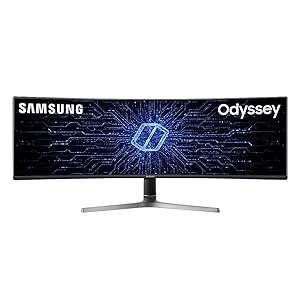 Samsung LC49RG90SSUXEN 49" Curved LED Gaming Monitor - Super Ultra Wide Dual WQHD 5120 x 1440, 120Hz, Freesync, Gsync Compatible, HDMI, 2 x Displayport, USB, Dark Blue Grey