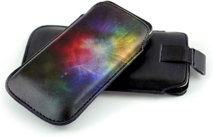 Abstract Coloured Black Pu Leather Holster Sleeve Slide In Pouch Case Cover Etui With Colorful Design And Pull Tab Strap For Samsung Galaxy J7 Amazon Co Uk Electronics Photo