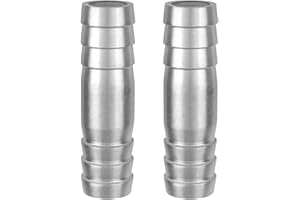 CARVEDEXQUISITELY Stainless Steel 3/4" to 3/4" Hose Barb Fittings Splicer Mender Round Union Coupler Adapter Splicer Mender Union Air Water Fuel (Pack of 2)