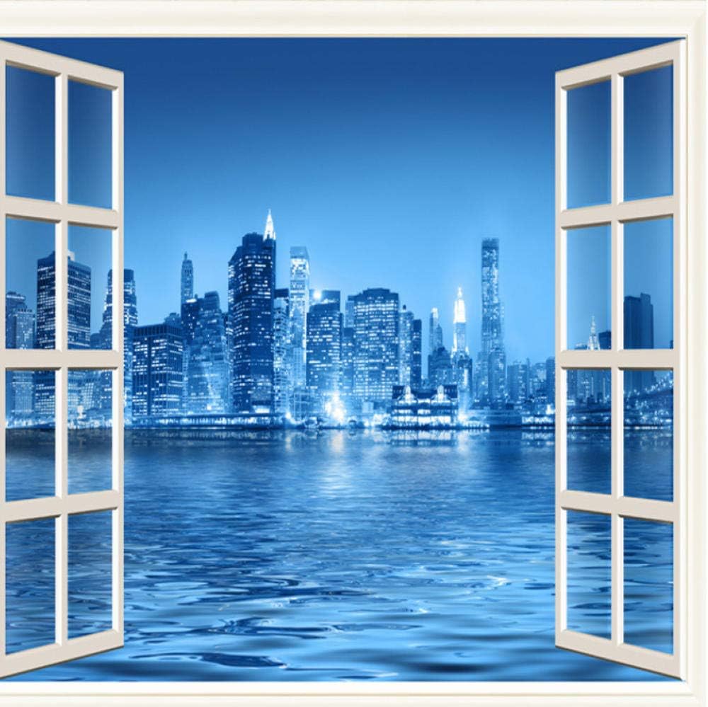 Decor Wall Murals Custom 3D Photo Wall Paper Window City Night 3D Stereoscopic Space TV Backdrop Decorative Pictures Modern Wall Mural Wallpaper-360 X 280CM