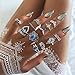 LJZspangle 13 Pcs Vintage Women Mid Ring Set Flower Love Heart Rhinestone Joint Knuckle Nail Midi Ring Set