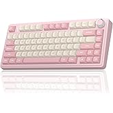 AULA F75 75% Wireless Mechanical Keyboard, Hot Swappable Pink Creamy Keyboard, Pre-lubed Linear Switches, PBT Keycaps, 2.4GHz/Type-C/BT5.0, RGB Backlit Computer Gaming Keyboards for Office/Laptop/PC