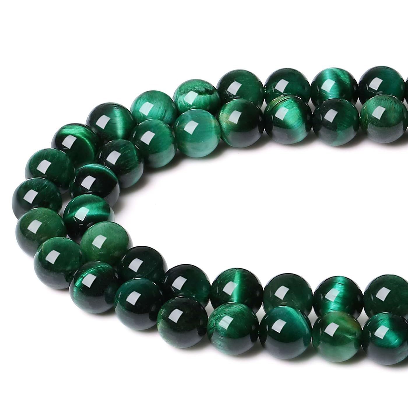 XIANNVXI 8mm Rose Green Tigers Eye Beads for Bracelet Making Round Green Beads for Crafting for Jewellery Making 47 Pcs — image 1