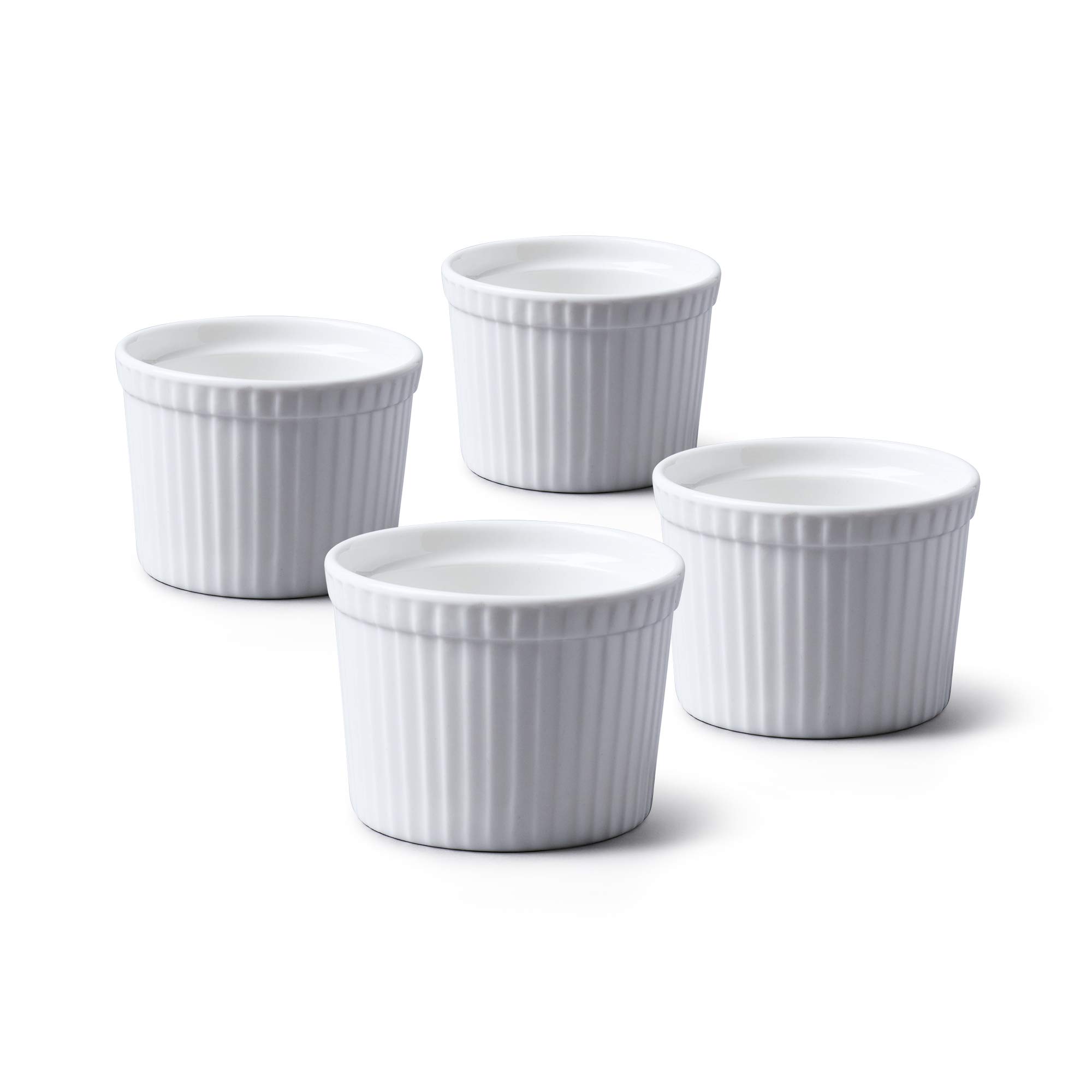 WM Bartleet & Sons 1750 TSET47 Set of 4 Traditional Porcelain Deep Ramekins 7cm Diameter– White