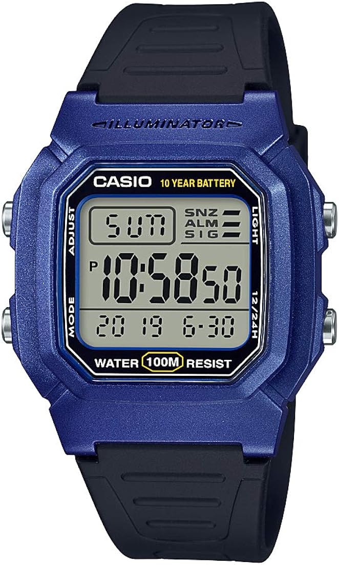 Casio Men's Classic Stainless Steel Quartz Watch with Resin Strap, Black, 18.2 (Model: W-800HM-2AVCF)