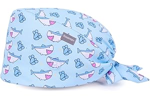 Kousenpu Scrub Caps for Women, Adjustable Women's Surgical Cap with Buttons, Breathable Cute Design for Nurses and Doctors