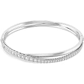 Swarovski Twist Rows Crystal Bracelet Collection, Rhodium &amp; Rose Gold Tone Finish, Clear Crystals