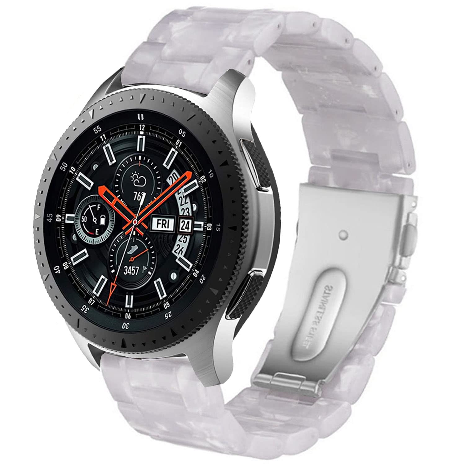 DEALELE Strap Compatible with Samsung Galaxy Watch 46mm / Galaxy 3 45mm, 22mm Colorful Resin Bands for Huawei Watch GT5 / GT5 Pro / 4/4 Pro / GT4 / 3/3 Pro / GT3 / GT2 46mm Women Men (White)