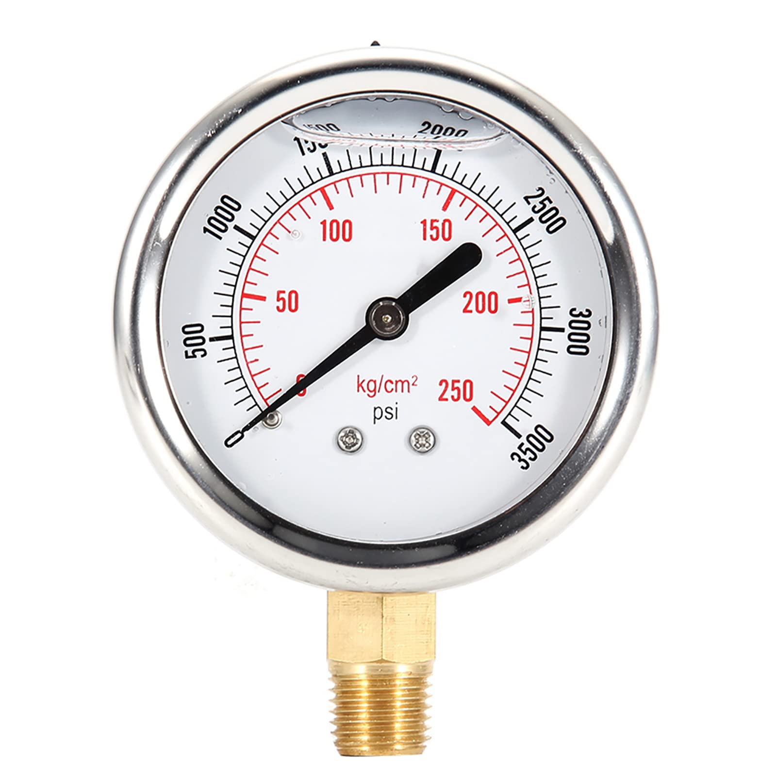pressure gauge 5000 psi+ 0-3500 PSI Pressure Gauge, Brass 1/4 NPT Male Connection Stainless Steel Hydraulic Liquid Filled Fuel Pressure Gauge