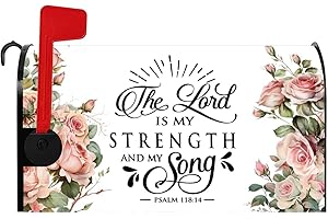 Baocicco Bible Verse Magnetic Mailbox Cover The Lord Is My Strength and My Song Mailbox Covers Standard Size 21x18 Inch Motivational and Inspirational Quote Mail Box Cover Wrap for Outdoor Garden