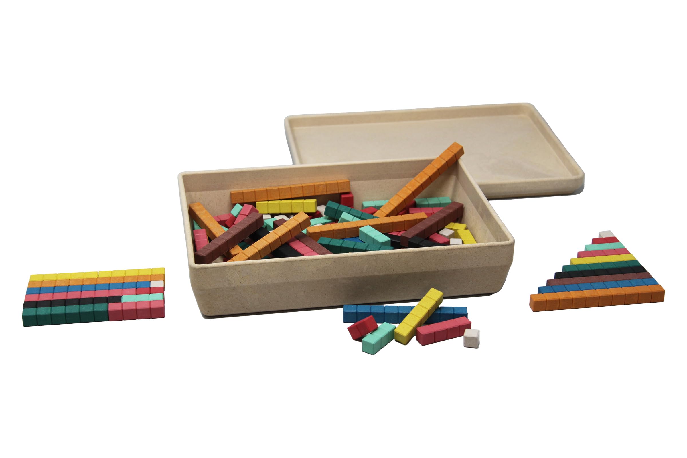 WISSNER® Counting Rods in 10 Colours (126 Pieces) made from RE-Wood® – Learning Maths for Primary School