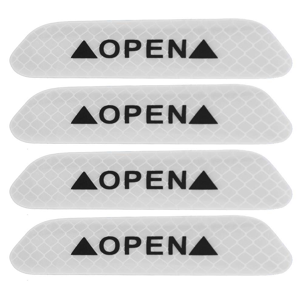 4Pcs Car Door Reflective Sticker,Universal Car Safety Sticker Reflective Warning (Fluorescent White)