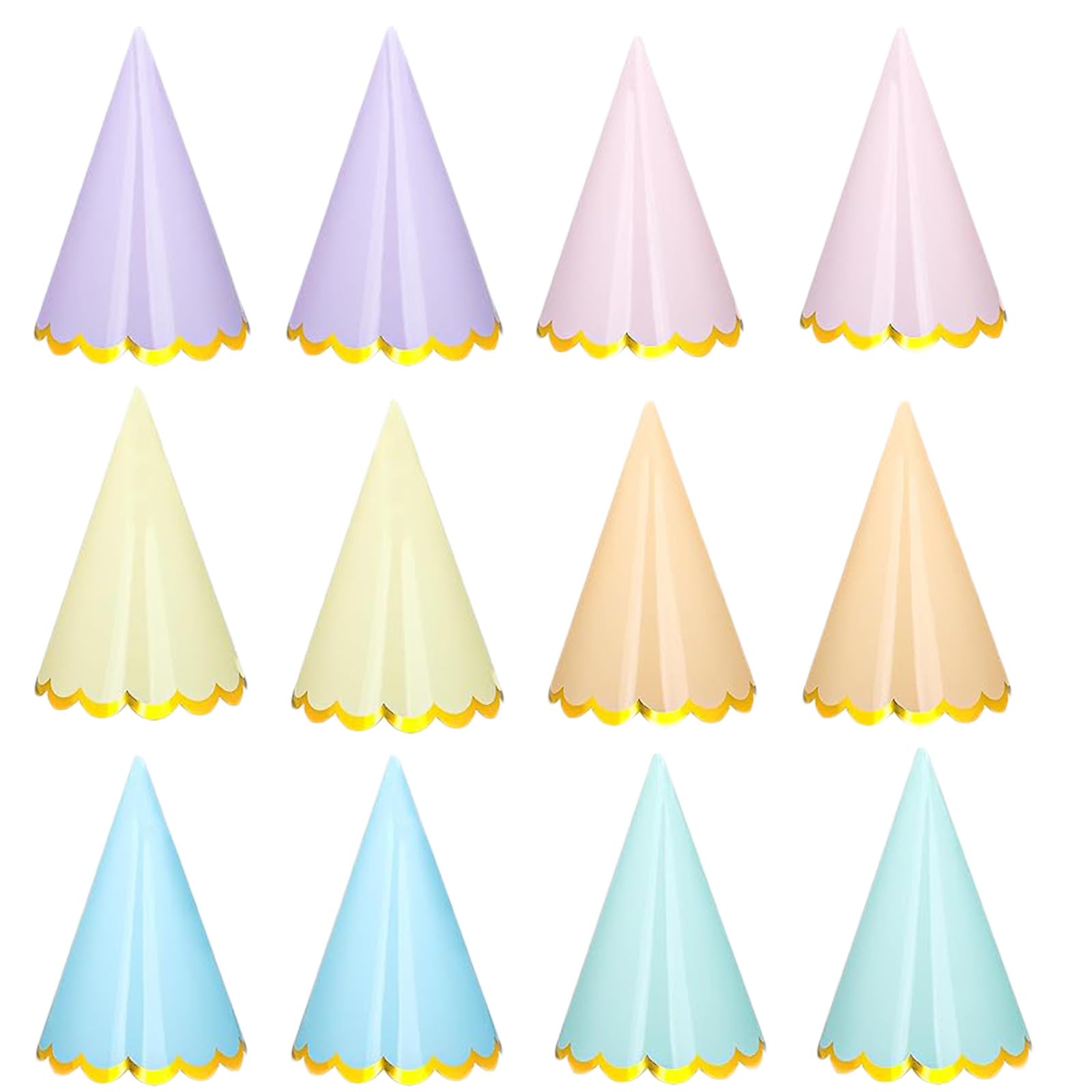 Bodeshis Party Hats, Birthday Hat, Pastel Party Hats, 12 Pack, 6 Colors, 15.8 * 10.5cm, for Kids, Adults, and Pets, Perfect for Birthday Parties, Baby Showers, and School Events