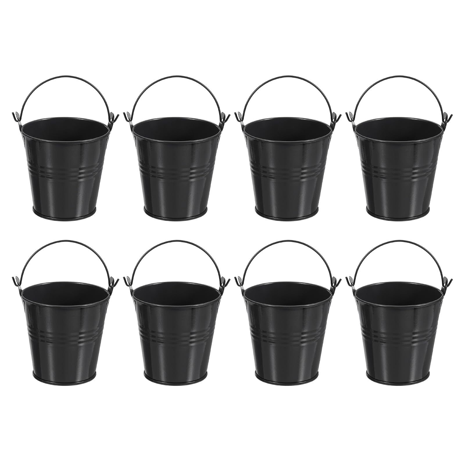 Photo 1 of PATIKIL 3"x3" Small Metal Buckets with Handle, 8 Pcs Mini Galvanized Bucket Colorful Easter Buckets for Crafts Party Favors Decoration, Black