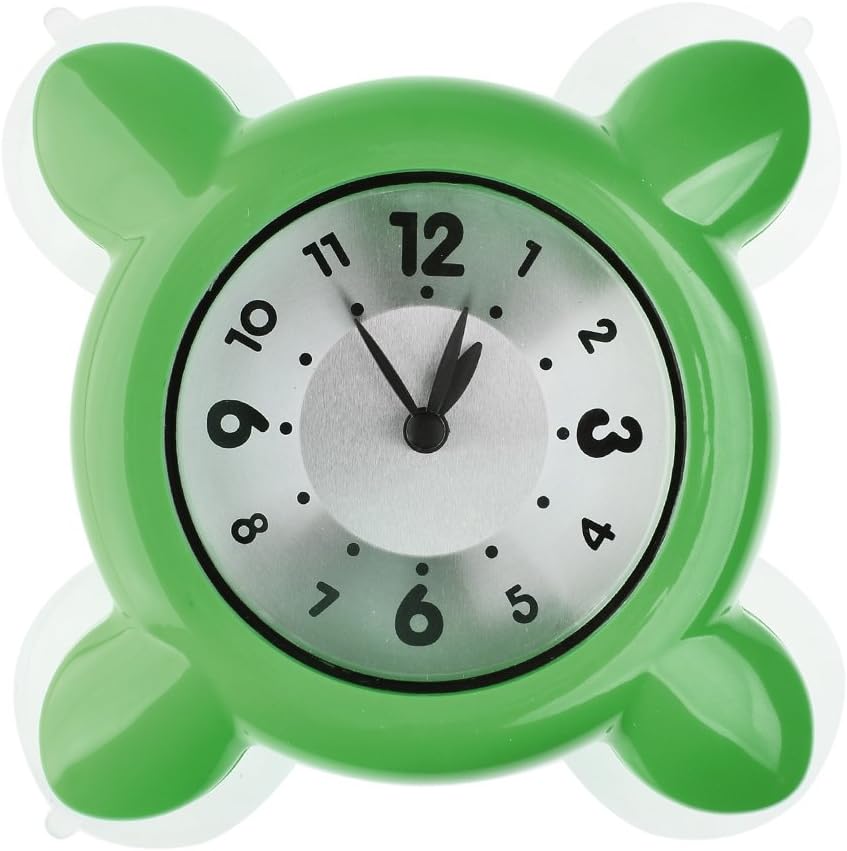 Suction Cup Bathroom Clock, Teakpeak Water Vapor Resistance Mini Clock Strong Suction Glass Cup Wall Clock Bath Shower Clock Watch-Green