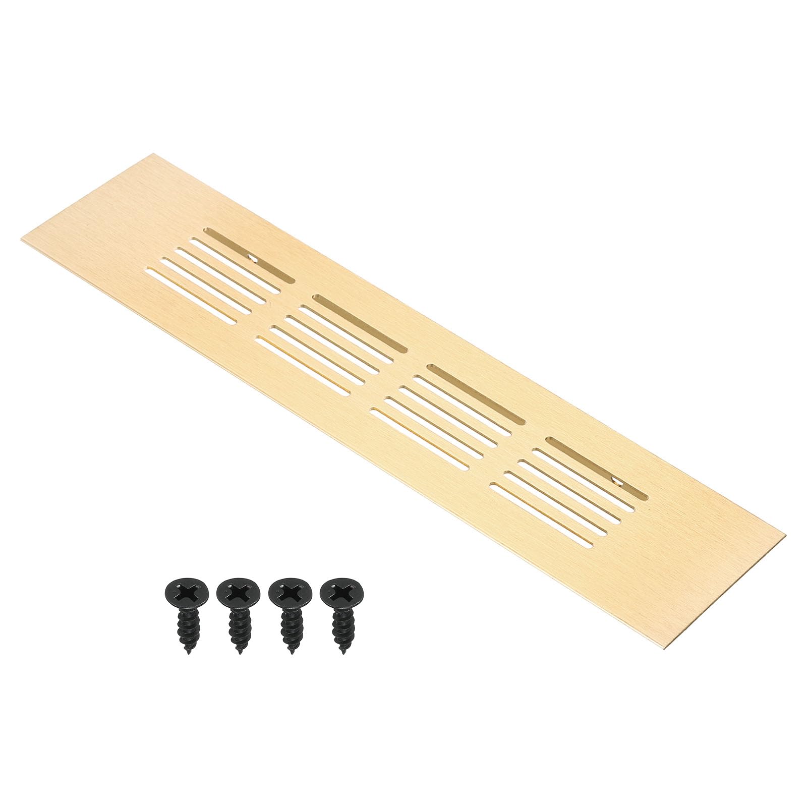 Photo 1 of PATIKIL 8 x 2 Inch Door Air Vent Cover, Aluminum Grille Ventilation Cover Louvered with Mounting Screws for Cabinet Wardrobe Door, Gold Tone