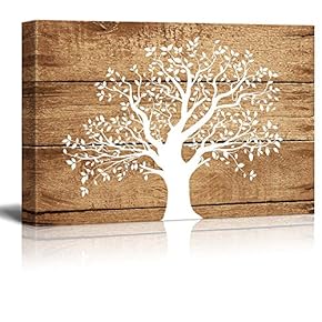 Artistic Abstract Tree on Vintage Wood Wall Decor