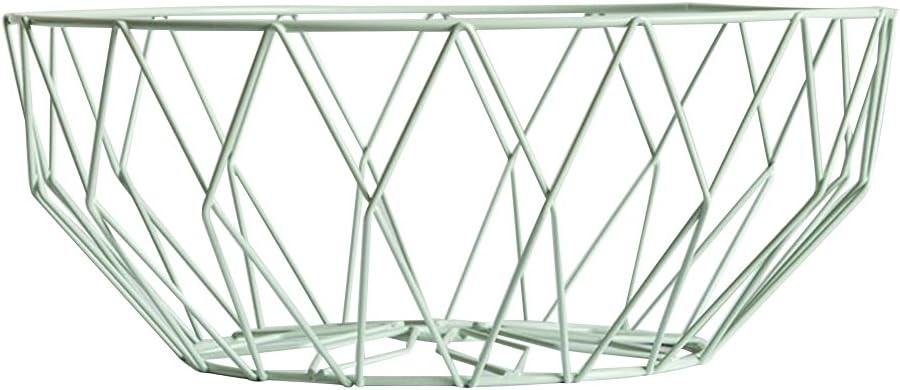 Sue Supply Kitchen Simple Fruit Basket-style Living Room Fruit Bowl Home Iron Weave Snack Plate Novel Storage Basket(Black, gold and green)