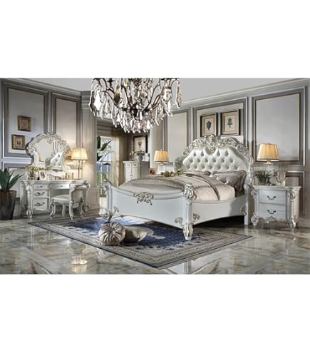 Amazon.com: Acme Versailles Tufted Queen Wings Panel Bed in