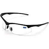 V.W.E. Bifocal Sport Protective Safety Glasses Bi-focal - Clear Lens Reader Reading - Ansi Z87.1 Certified (Matte Black, 1.75)