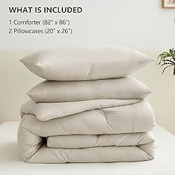 CozyLux Beige Comforter Set Full Size, 3 Pieces