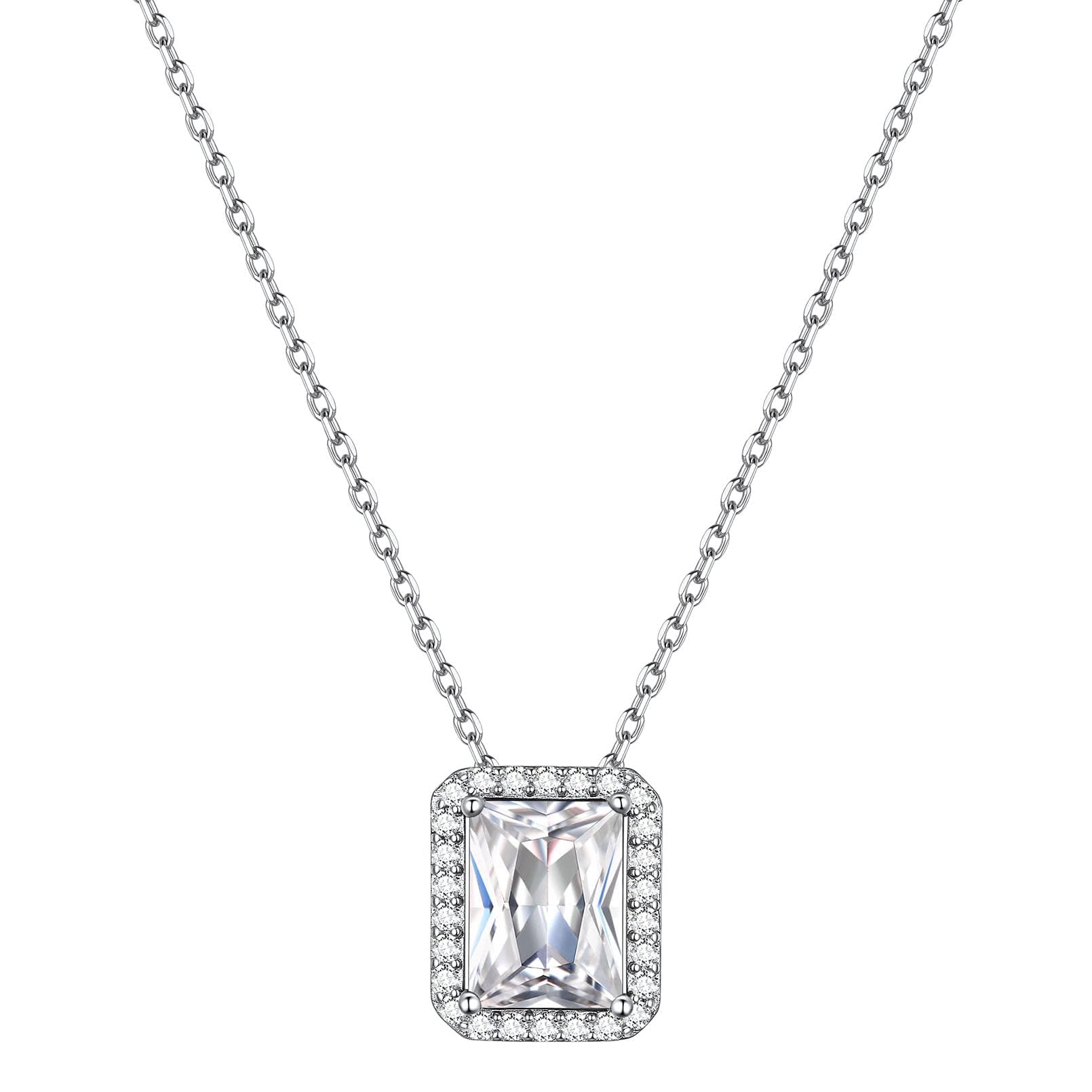 ChicSilver 925 Sterling Silver Diamond Pendant Necklace for April Birthday Women Brilliant Birthstone Necklaces