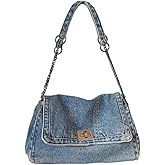 KlaOYer Denim Shoulder Bag for Women Jean Tote Bag Adjustable Chain Strap Crossbody Bags Y2k Trendy Hobo Purse Handbag