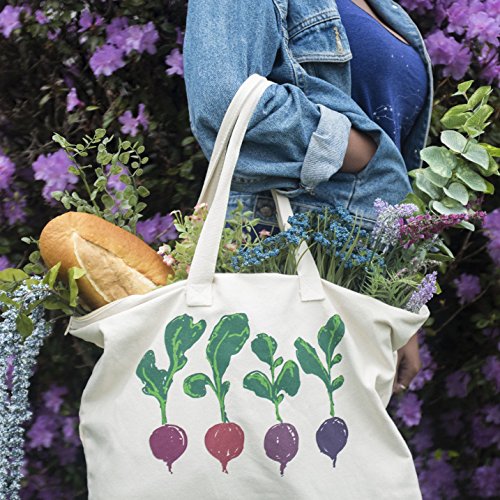 Radishes Farmers Market Reusable Canvas Zipper Tote Bag