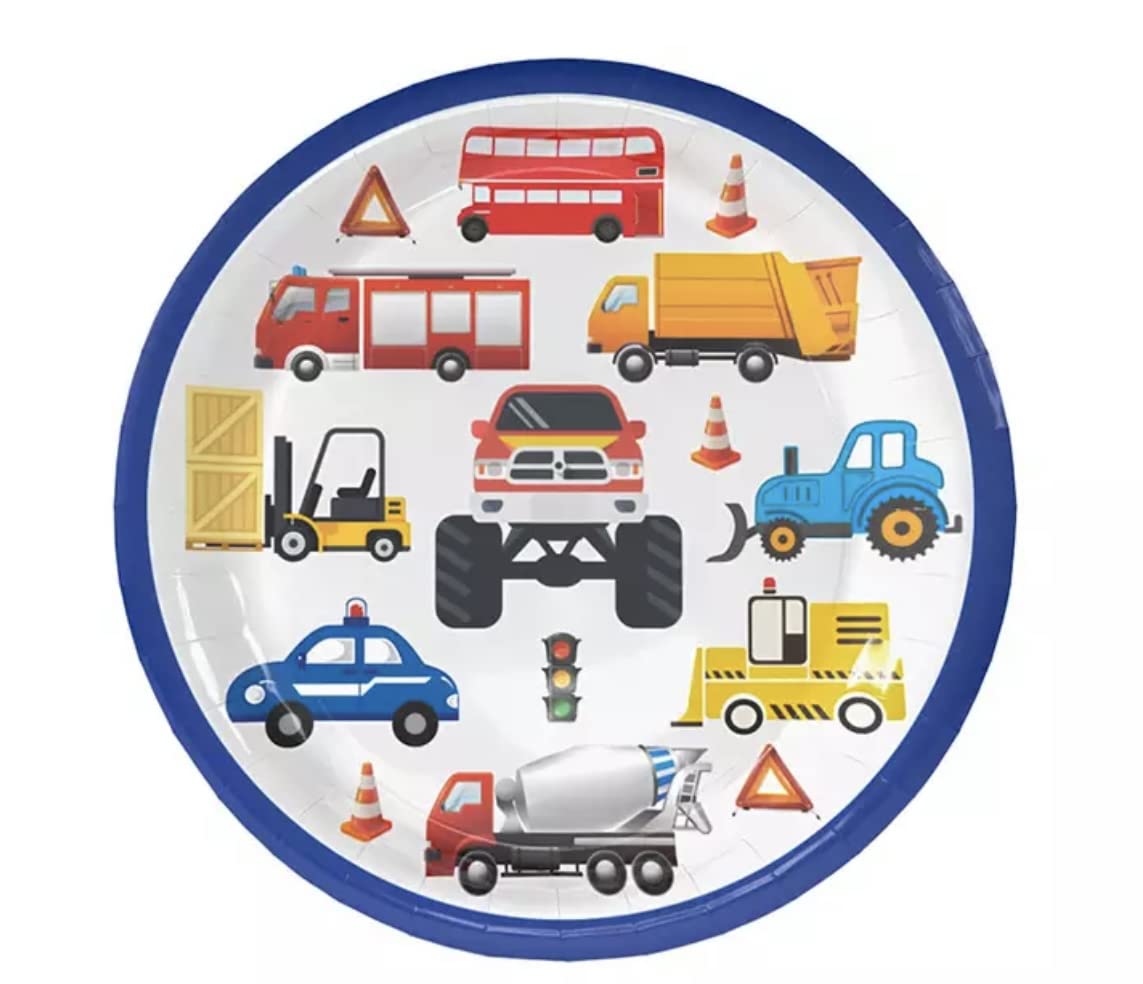 Love Balloons Bedfordshire Construction Vehicle Kids Party Plates 7" x10