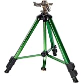 Biswing Impact Sprinkler Head on Tripod Base, Heavy Duty Lawn Sprinklers, 360 Degree Large Area Irrigation, Metal Sprinkler Nozzle &amp; Solid Alloy Metal Extension Legs Flip Locks, 1 Pack