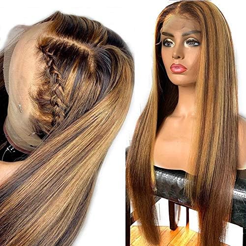 13x6 Lace Front Wigs Human Hair Highlight 1B/27 Pre-plucked 150% Density Honey Blonde Full Lace Wigs for Black Women (28 Inch, 13x6 Lace Front Wig)