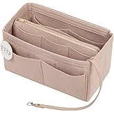 ETTP Purse Organizer Insert, Felt Tote Organizer Insert With Metal Zipper, Handbag Organizer For Speedy, Neverfull, Tote, Handbag, 7 Colors 5 Sizes